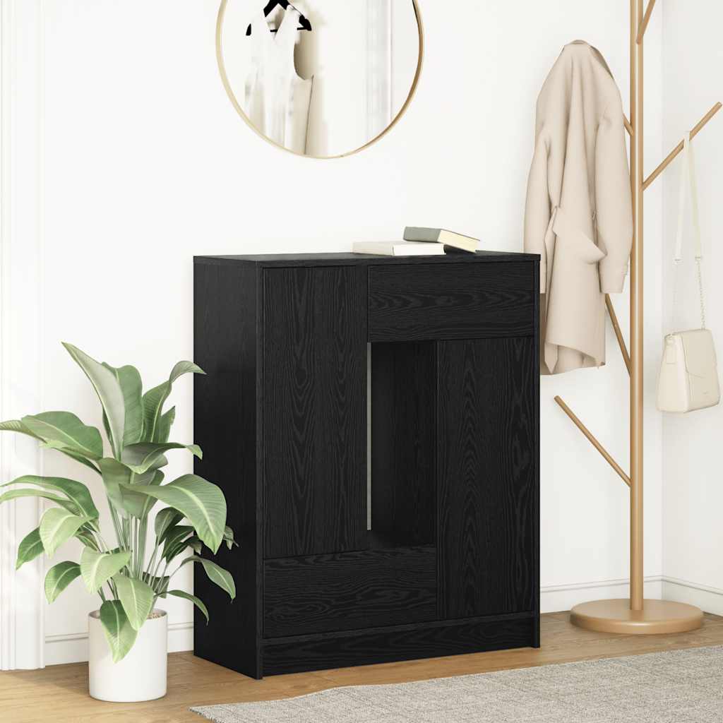 Sideboard with Drawers and Doors Black Oak 73x31x90 cm